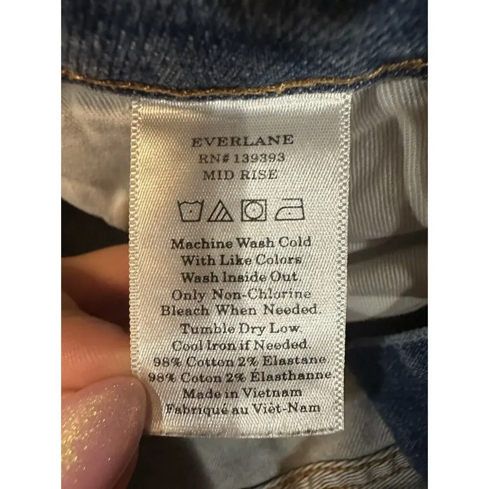 Everlane Women’s Mid Rise Skinny Jeans Stretch Med Wash Blue Denim Size 27 Ankle
